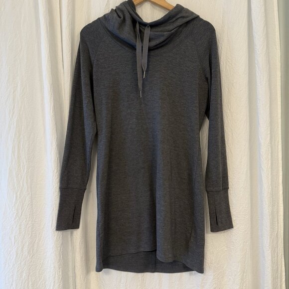 Athleta Dresses & Skirts - Athleta Charcoal Thumbhes Long Sleeve Soft Cozy Carma Hoodie Dress Size Small